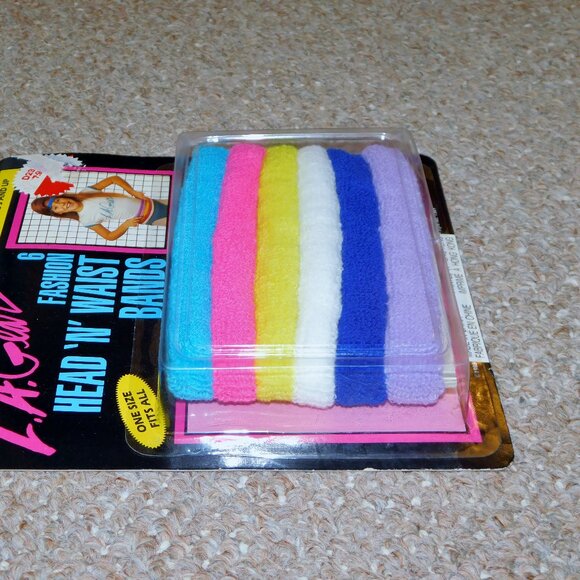 1985 L.A. Gear Neon 6 Fashion Head 'N' Waist Bands Set MOC Brand New Child Size - Picture 6 of 12